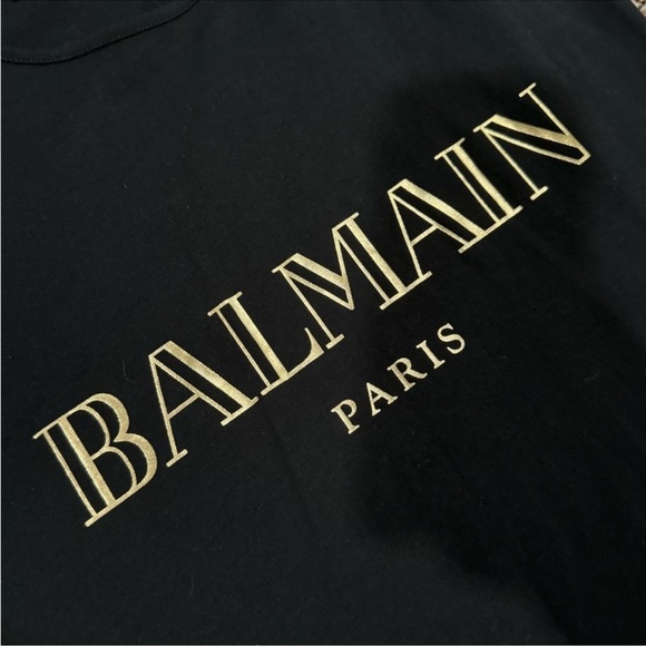 BALMAIN Tank Top Black Gold Graphic Print Heavy Gold Hardware Sleeveless Sz 36/4 - Picture 4 of 14